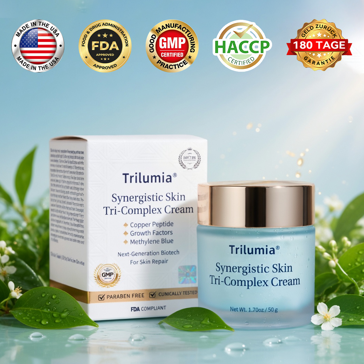 Trilumia® Synergistic Skin Tri-Complex Cream 💎(Copper Peptide+Growth Factors+Methylene Blue)🏆Next-Generation Biotech For Skin Repair